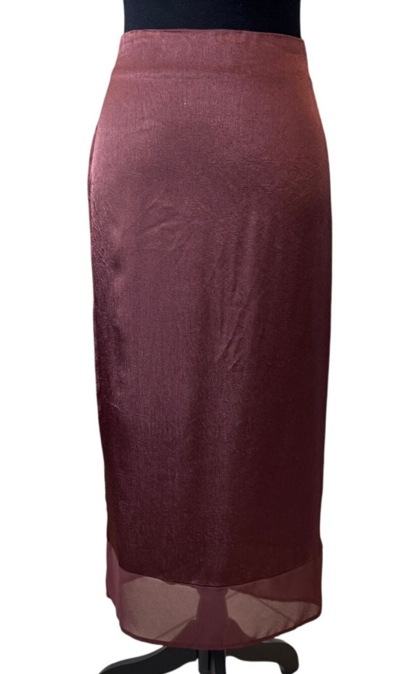 PLEIONE ANTHROPOLOGIE Women's Mauve Sheer Hem Pencil Skirt Size M